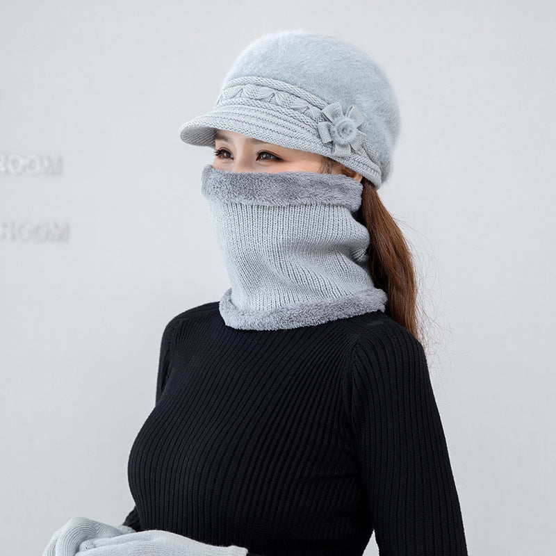 【Hat+scarf】Gorro de felpa para mujer para abrigarse en otoño e invierno-3841209