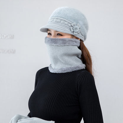 【Hat+scarf】Gorro de felpa para mujer para abrigarse en otoño e invierno-3841209