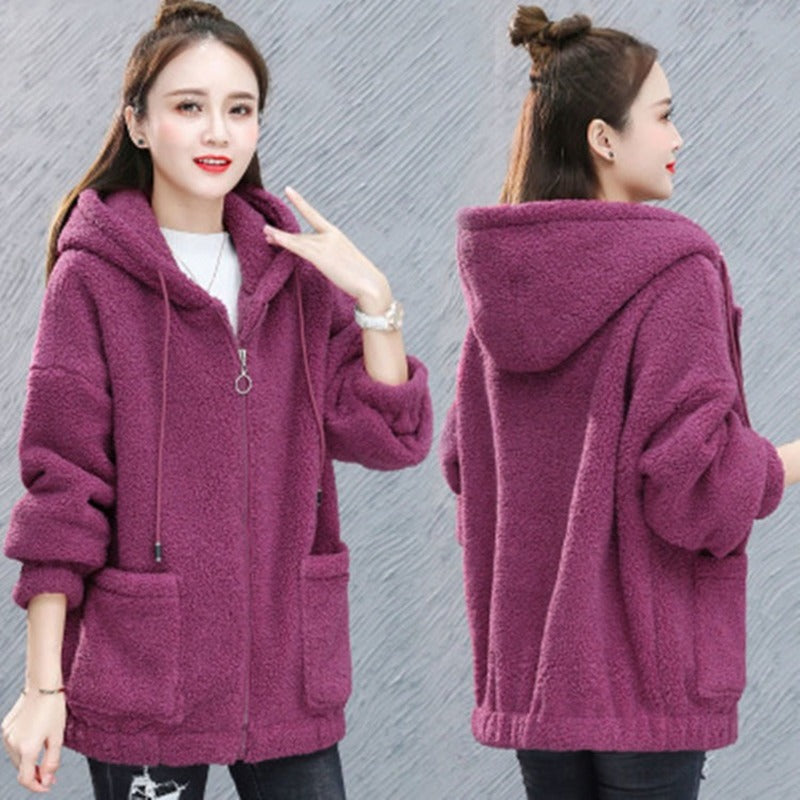 🔥🔥 【M-4XL】2024 Otoño Invierno nueva moda mujer chaqueta con capucha de lana-