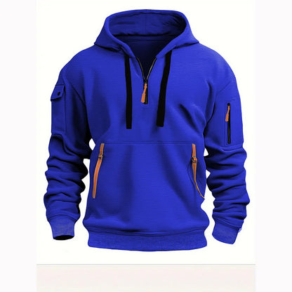 【S-5XL】Sudadera deportiva para hombre con cremallera y muchos bolsillos”