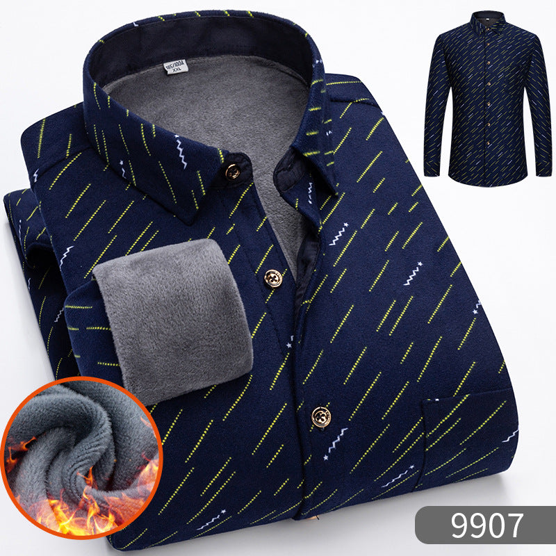 🔥👔【L-5XL】Camisa de negocios cálida de manga larga de otoño e invierno--3856359