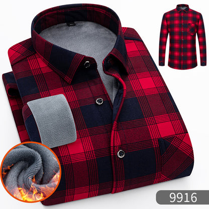 🔥👔【L-5XL】Camisa de negocios cálida de manga larga de otoño e invierno--3856359