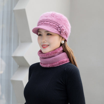 【Hat+scarf】Gorro de felpa para mujer para abrigarse en otoño e invierno-3841209