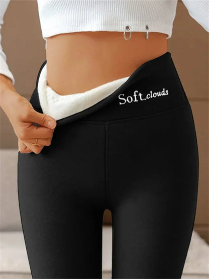 🔥[S-5XL] 2024 Leggings térmicos de cachemira de cintura alta para otoño e invierno, se pueden usar al aire libre--3856361