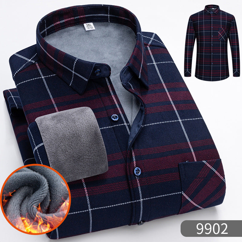 🔥👔【L-5XL】Camisa de negocios cálida de manga larga de otoño e invierno--3856359