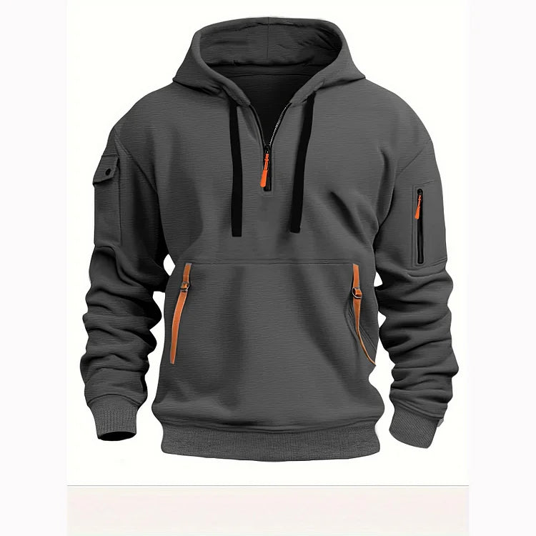 【S-5XL】Sudadera deportiva para hombre con cremallera y muchos bolsillos”