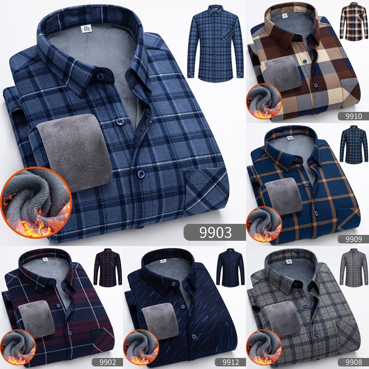 🔥👔【L-5XL】Camisa de negocios cálida de manga larga de otoño e invierno--3856359