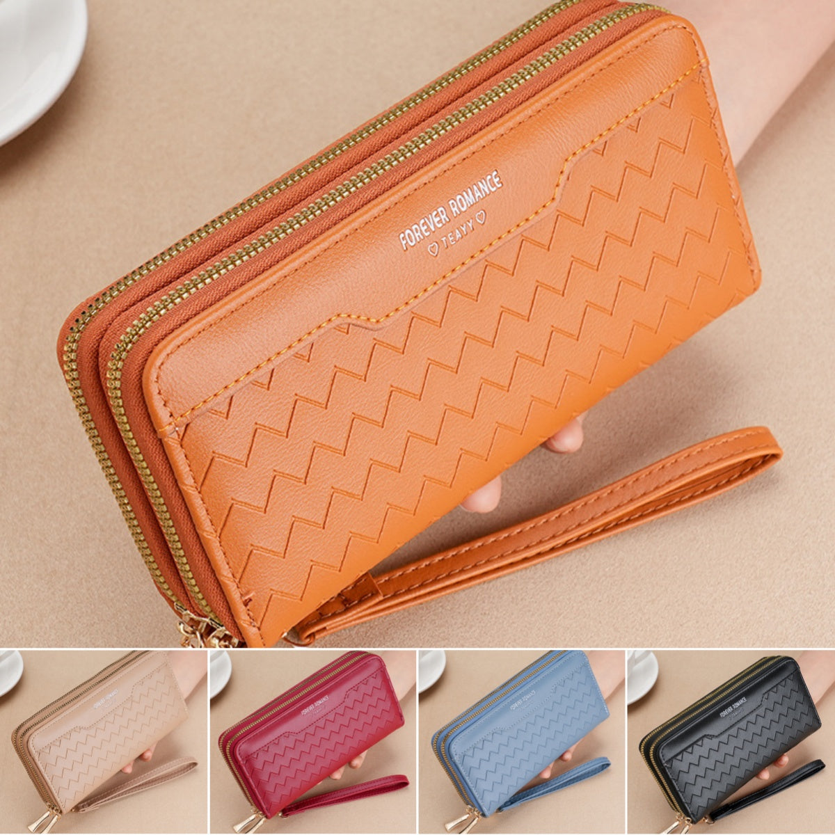 💕【Compre 1 y obtenga 1 gratis】2025 Nueva cartera larga con doble cremallera para mujer--3877303