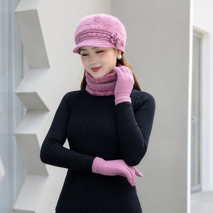 【Hat+scarf】Gorro de felpa para mujer para abrigarse en otoño e invierno-3841209