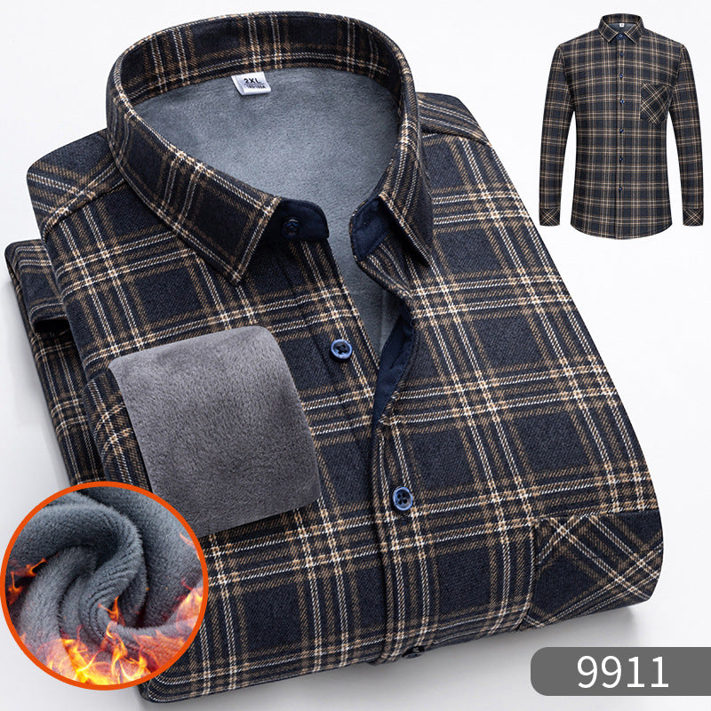 🔥👔【L-5XL】Camisa de negocios cálida de manga larga de otoño e invierno--3856359