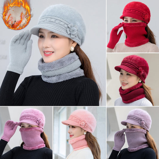 💥 50% de descuento [gorro + bufanda + guantes] Gorro de felpa en un estilo otoño-invierno de moda