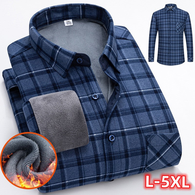 🔥👔【L-5XL】Camisa de negocios cálida de manga larga de otoño e invierno--3856359