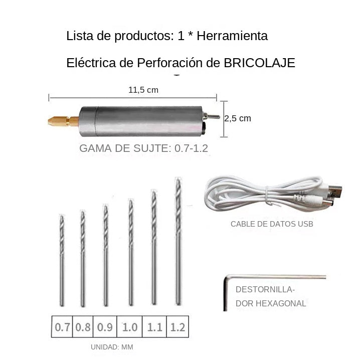 【Compra 1 y obten 1 gratis】Mini taladro manual eléctrico USB, mini amoladora eléctrica DIY.3881286