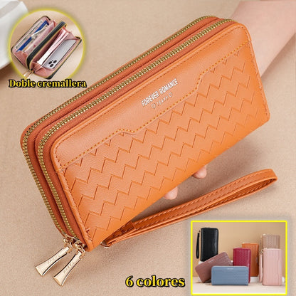 💕【Compre 1 y obtenga 1 gratis】2025 Nueva cartera larga con doble cremallera para mujer--3877303