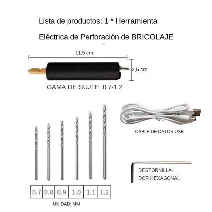 【Compra 1 y obten 1 gratis】Mini taladro manual eléctrico USB, mini amoladora eléctrica DIY.3881286