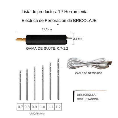 【Compra 1 y obten 1 gratis】Mini taladro manual eléctrico USB, mini amoladora eléctrica DIY.3881286