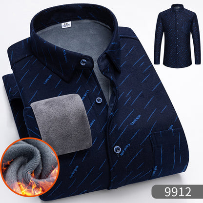 🔥👔【L-5XL】Camisa de negocios cálida de manga larga de otoño e invierno--3856359