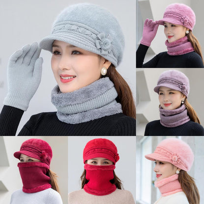 【Hat+scarf】Gorro de felpa para mujer para abrigarse en otoño e invierno-3841209