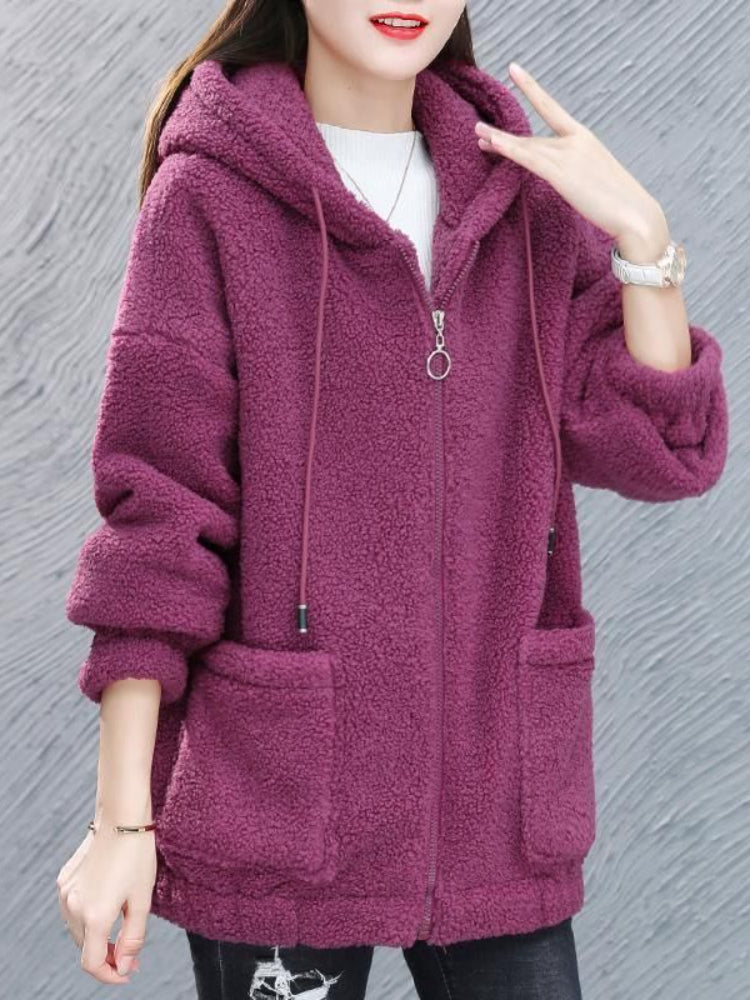 🔥🔥 【M-4XL】2024 Otoño Invierno nueva moda mujer chaqueta con capucha de lana-