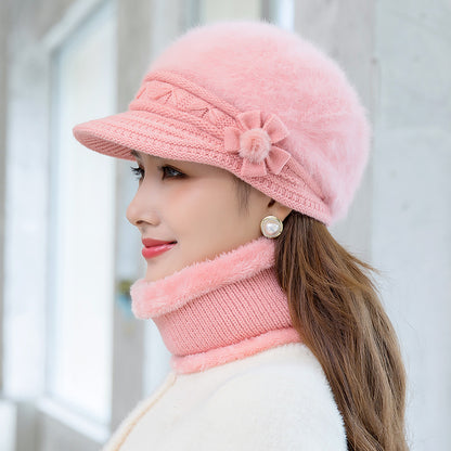 【Hat+scarf】Gorro de felpa para mujer para abrigarse en otoño e invierno-3841209