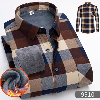 🔥👔【L-5XL】Camisa de negocios cálida de manga larga de otoño e invierno--3856359