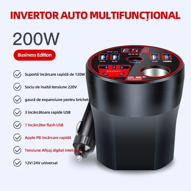 🚗🧰Convertidor de potencia inversor para automóvil 12V24V a 220V Cargador multifuncional Enchufe para automóvil-3873705