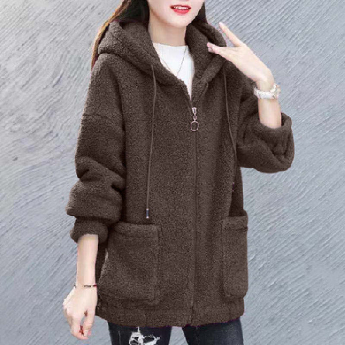 🔥🔥 【M-4XL】2024 Otoño Invierno nueva moda mujer chaqueta con capucha de lana-