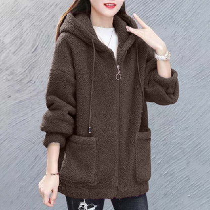 🔥🔥 【M-4XL】2024 Otoño Invierno nueva moda mujer chaqueta con capucha de lana-