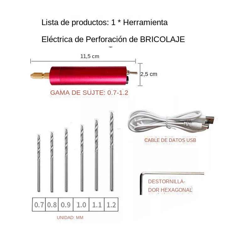 【Compra 1 y obten 1 gratis】Mini taladro manual eléctrico USB, mini amoladora eléctrica DIY.3881286