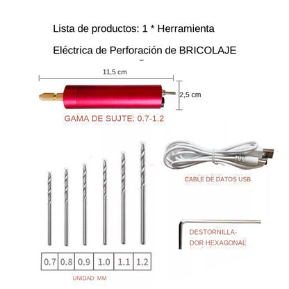 【Compra 1 y obten 1 gratis】Mini taladro manual eléctrico USB, mini amoladora eléctrica DIY.3881286