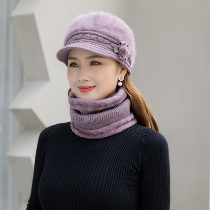 【Hat+scarf】Gorro de felpa para mujer para abrigarse en otoño e invierno-3841209