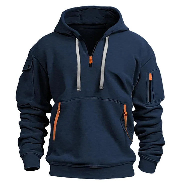 【S-5XL】Sudadera deportiva para hombre con cremallera y muchos bolsillos”