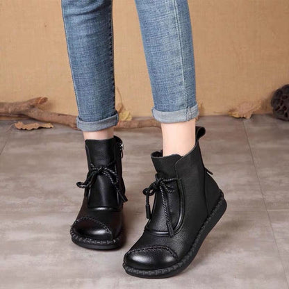 【35-40】👢2024 Botas de cuero suave retro para mujer de principios de otoño-3845326