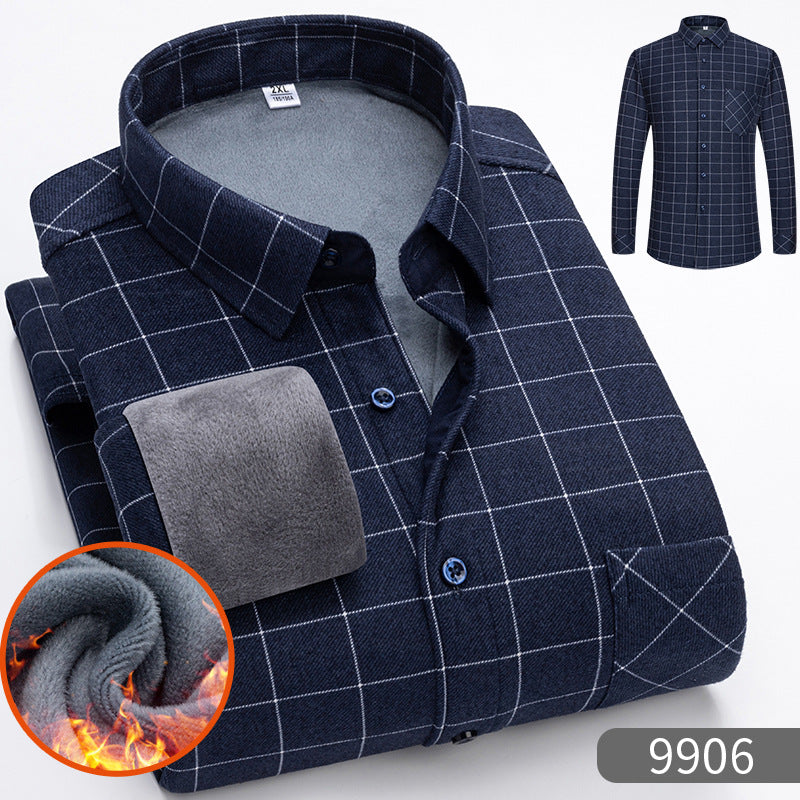 🔥👔【L-5XL】Camisa de negocios cálida de manga larga de otoño e invierno--3856359