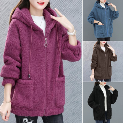 🔥🔥 【M-4XL】2024 Otoño Invierno nueva moda mujer chaqueta con capucha de lana-