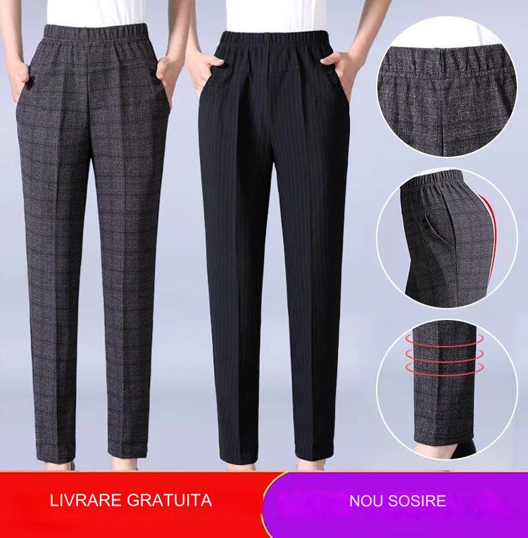 🔥🔥【45-90KG】Pantalones rectos casuales de felpa de cintura alta para mujer de otoño e invierno-3856074