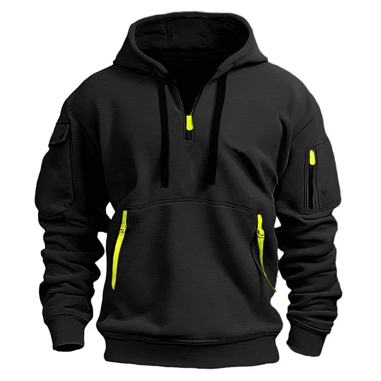 【S-5XL】Sudadera deportiva para hombre con cremallera y muchos bolsillos”